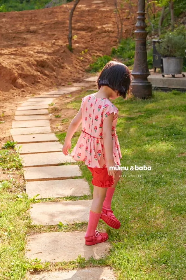 Mumunbaba - Korean Children Fashion - #childofig - Red Flower Blouse - 5