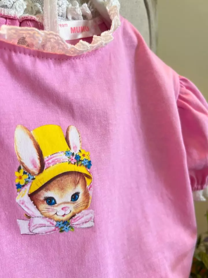 Mumunbaba - Korean Children Fashion - #kidsshorts - Yellow Hat Bunny Tee - 5