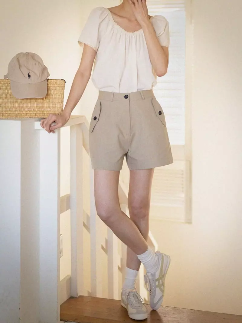 Nan - Korean Women Fashion - #restrostyle - Tencel Flap Shorts - 9