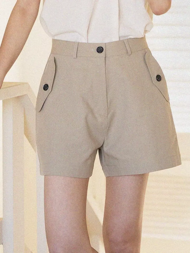 Nan - Korean Women Fashion - #romanticstyle - Tencel Flap Shorts - 10
