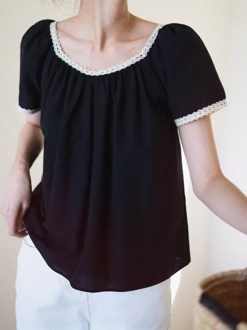 Nan - Korean Women Fashion - #vintageinspired - Charollet Square Blouse - 7