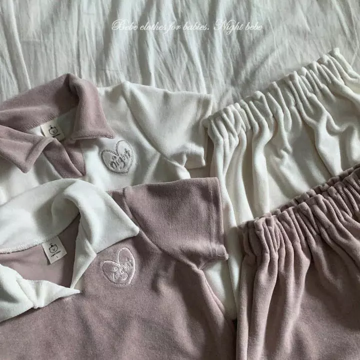 Night Bebe - Korean Baby Fashion - #babyboutiqueclothing - Terry Night Top Bottom Set