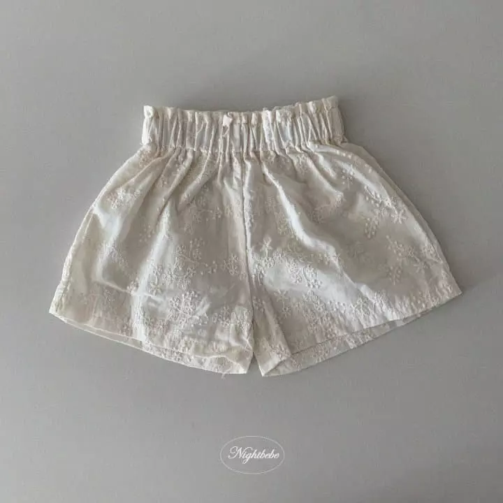 Night Bebe - Korean Baby Fashion - #babyboutiqueclothing - Flower Embroidery Shorts - 9