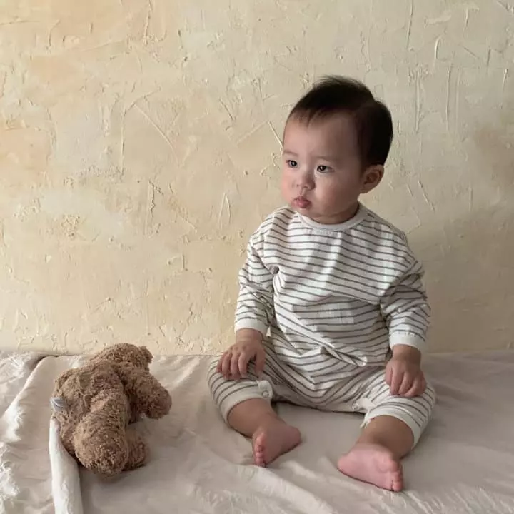 Night Bebe - Korean Baby Fashion - #babyclothing - Stripes Bodysuit - 4