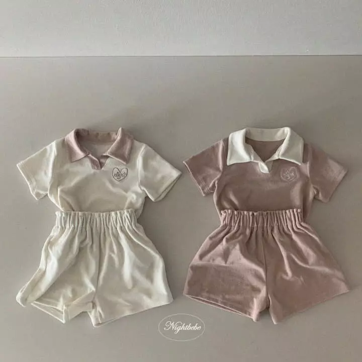 Night Bebe - Korean Baby Fashion - #babyfashion - Terry Night Top Bottom Set - 4