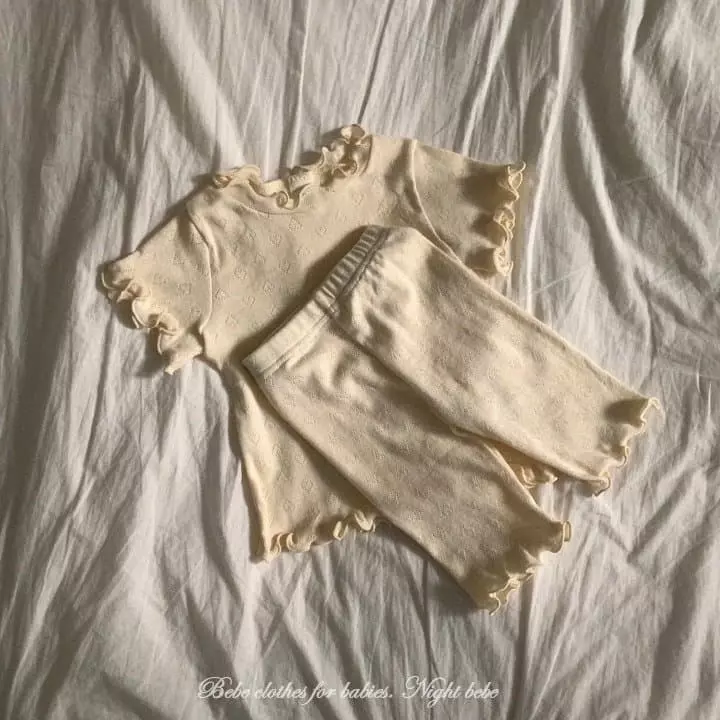 Night Bebe - Korean Baby Fashion - #babyfever - Eyelet Top Bottom Sret - 9