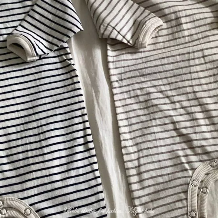Night Bebe - Korean Baby Fashion - #babyootd - Stripes Bodysuit - 9