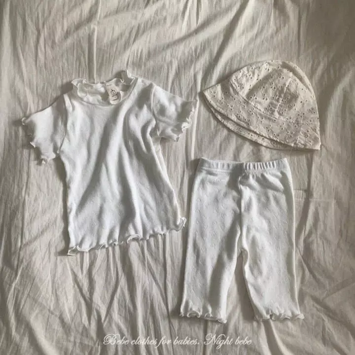 Night Bebe - Korean Baby Fashion - #onlinebabyshop - Eyelet Top Bottom Sret - 4
