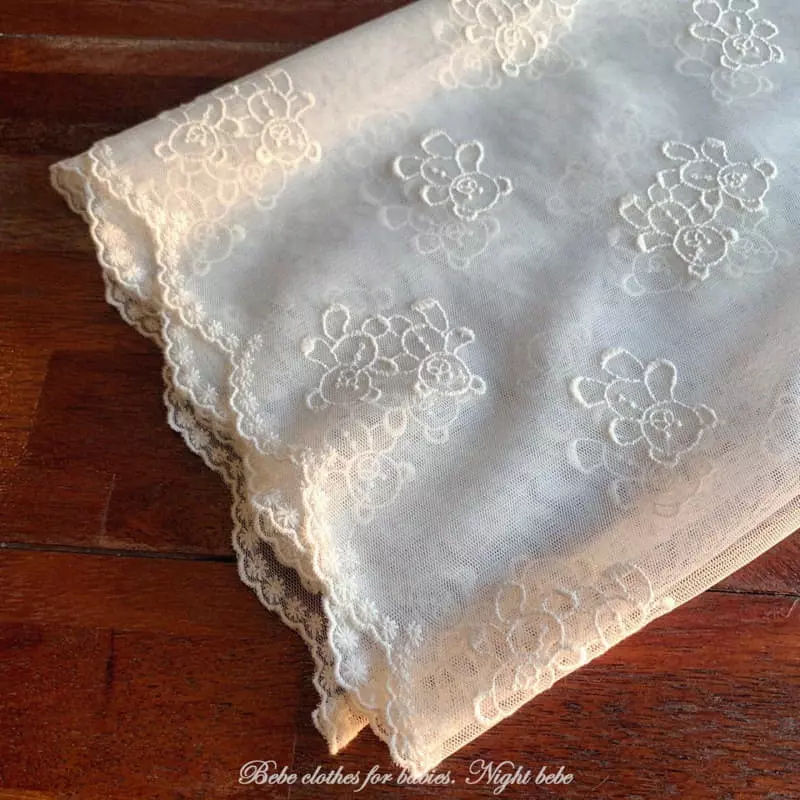 Night Bebe - Korean Children Fashion - #discoveringself - Bear Embrodiery Lace Blanket - 8