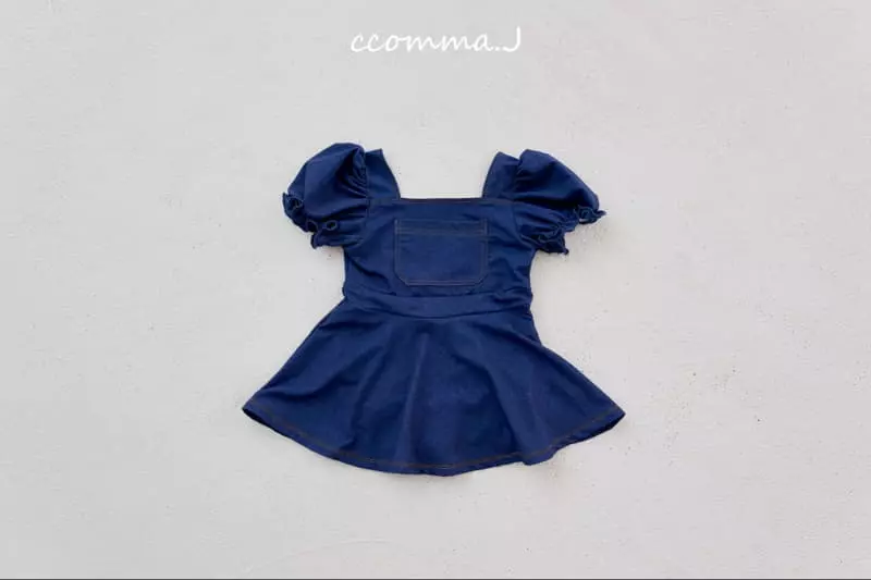 Oda - Korean Children Fashion - #fashionkids - Puff Denim One-piece Swimwear - 7