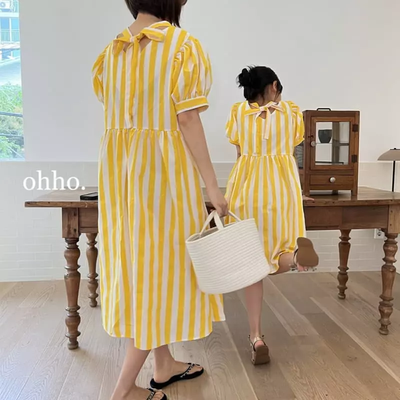 Ohho - Korean Children Fashion - #todddlerfashion - Cool Ribbon One-piece with Mom - 5