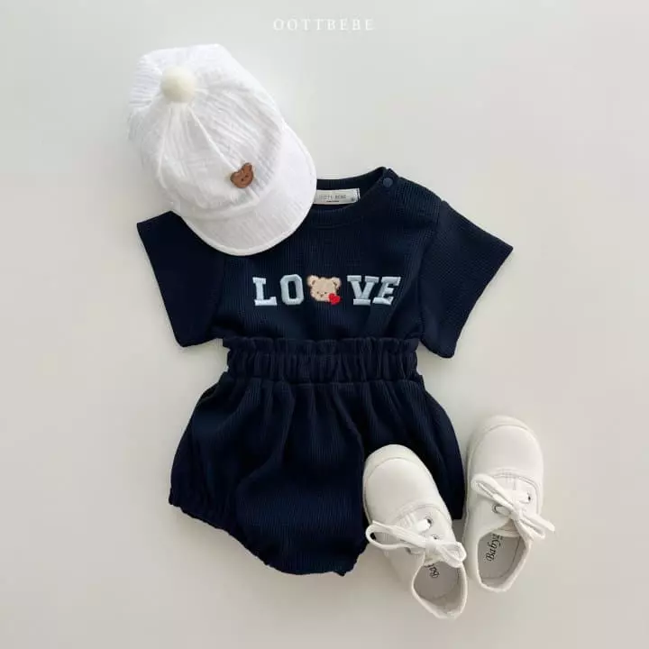 Oott Bebe - Korean Baby Fashion - #babyboutique - Love Waffle Bloomer Set - 3
