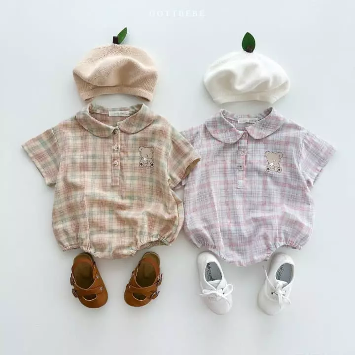 Oott Bebe - Korean Baby Fashion - #babyclothing - Coou Check Bodysuit - 7