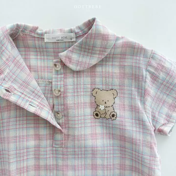 Oott Bebe - Korean Baby Fashion - #babyfashion - Coou Check Bodysuit - 8