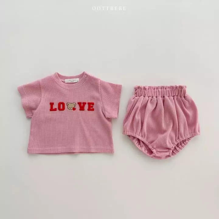 Oott Bebe - Korean Baby Fashion - #babyfever - Love Waffle Bloomer Set - 7