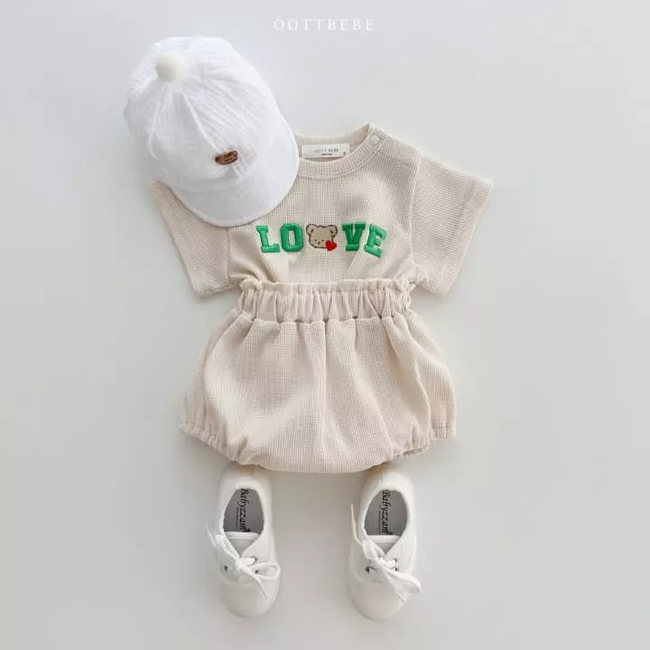 Oott Bebe - Korean Baby Fashion - #babyootd - Love Waffle Bloomer Set - 11