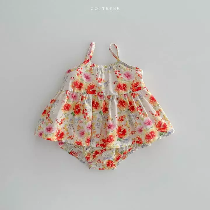 Oott Bebe - Korean Baby Fashion - #babyoutfit - Garden Sleeveless Bodysuit Bloomer Set - 3