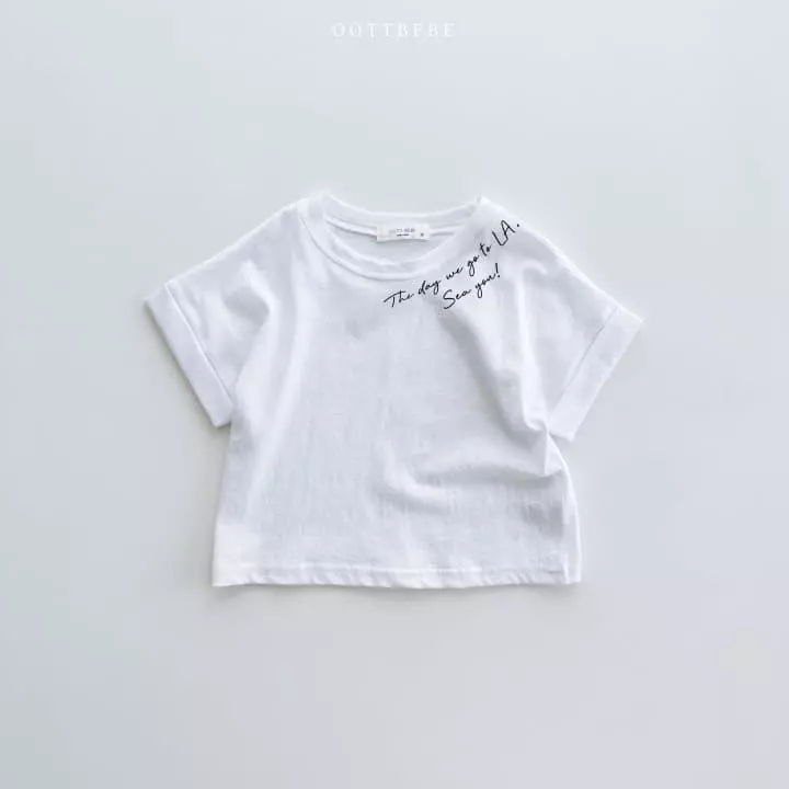 Oott Bebe - Korean Children Fashion - #Kfashion4kids - Lettering Roll-up Tee