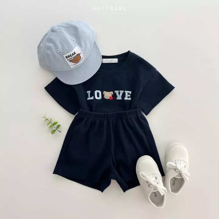 Oott Bebe - Korean Children Fashion - #childofig - Love Waffle Top Bottom Set - 3