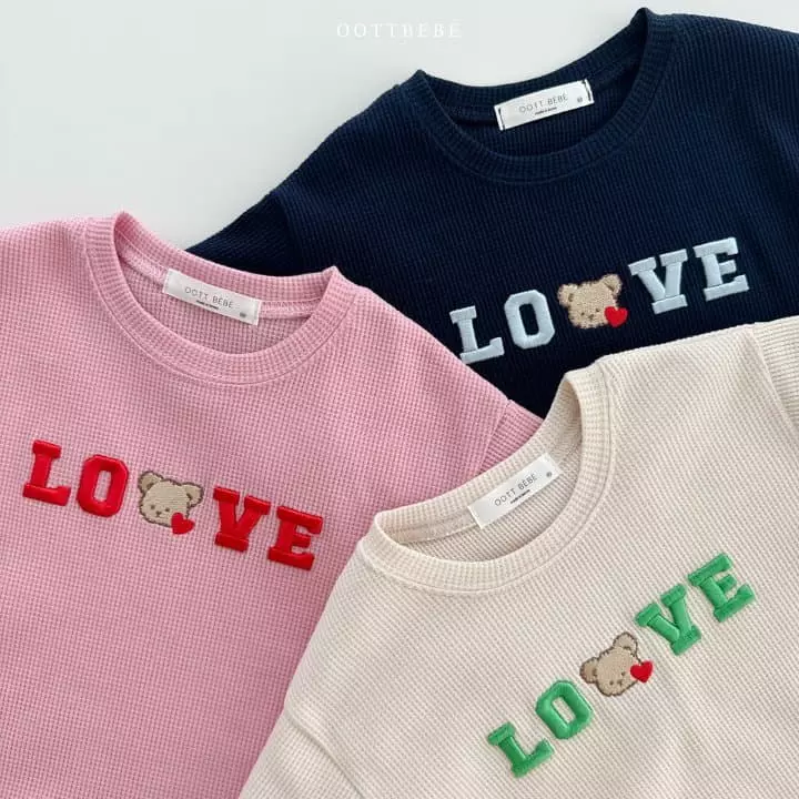 Oott Bebe - Korean Children Fashion - #childofig - Love Waffle Top Bottom Set - 4