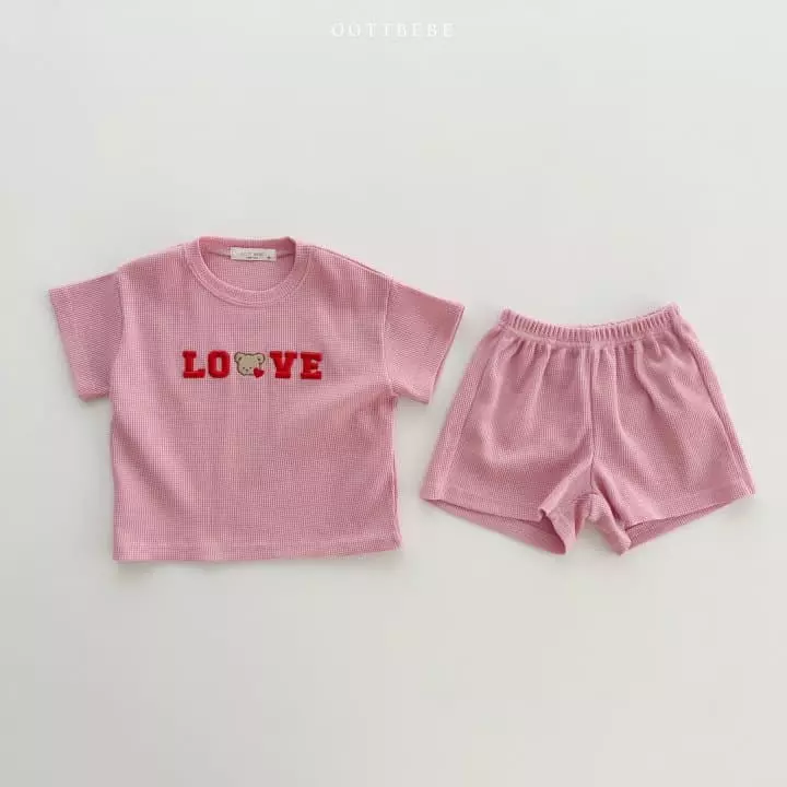 Oott Bebe - Korean Children Fashion - #designkidswear - Love Waffle Top Bottom Set - 6