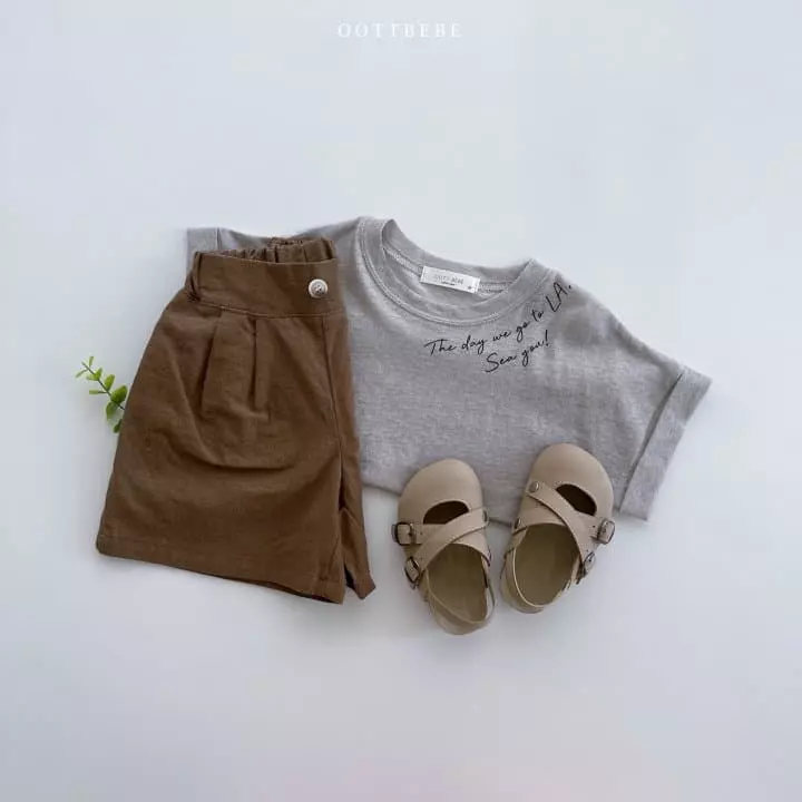 Oott Bebe - Korean Children Fashion - #kidsshorts - Lettering Roll-up Tee - 12
