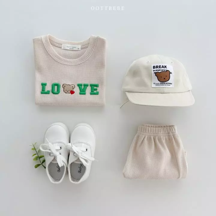 Oott Bebe - Korean Children Fashion - #kidsshorts - Love Waffle Top Bottom Set - 9