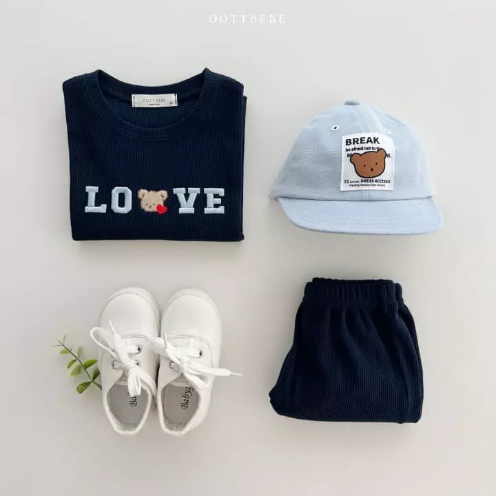Oott Bebe - Korean Children Fashion - #kidzfashiontrend - Love Waffle Top Bottom Set - 11