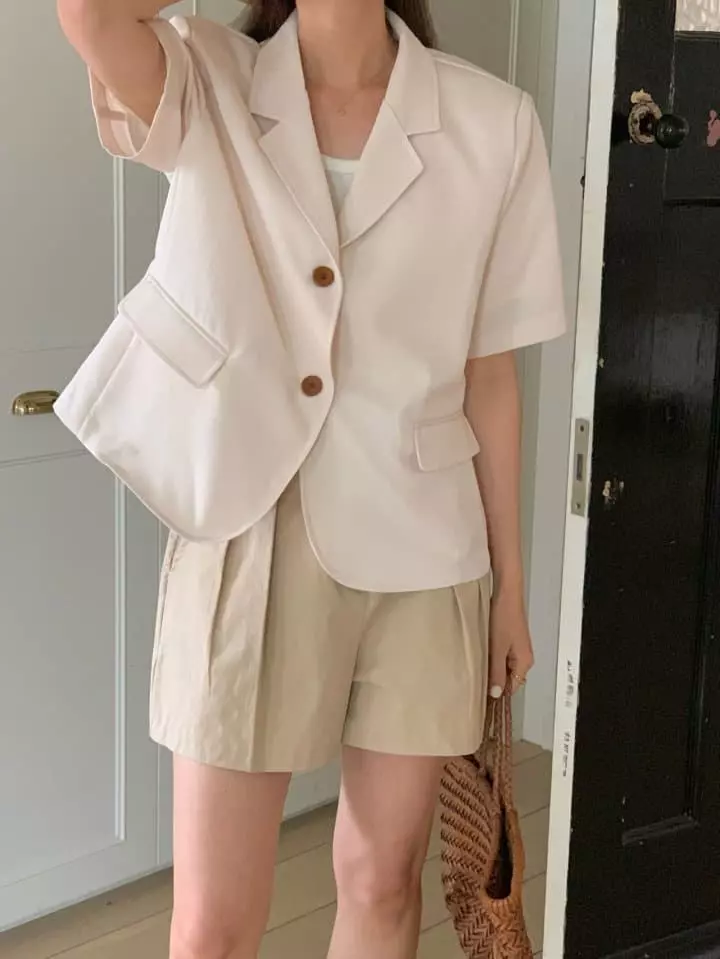 Osense - Korean Women Fashion - #momslook - Base Short Sleeves Jacket - 10