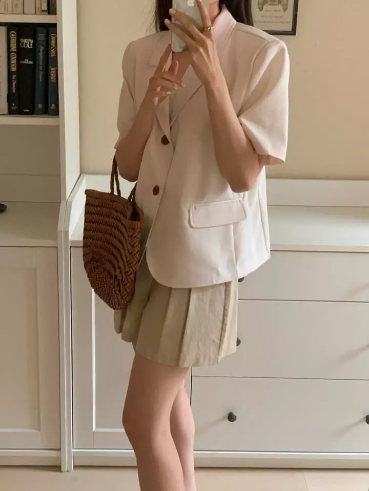 Osense - Korean Women Fashion - #momslook - Base Short Sleeves Jacket - 12