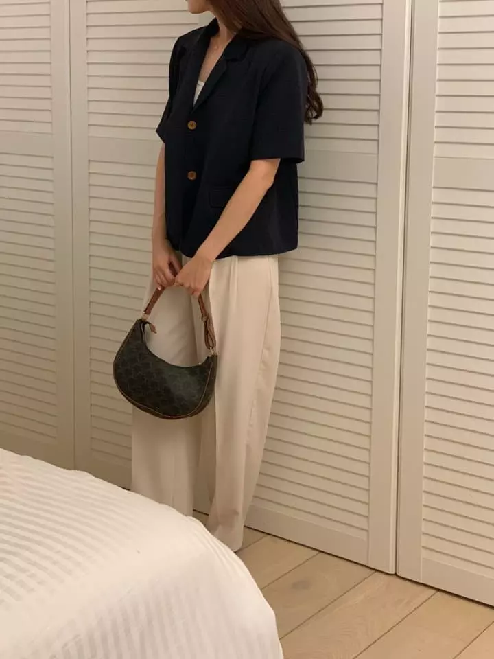 Osense - Korean Women Fashion - #momslook - Base Short Sleeves Jacket - 6