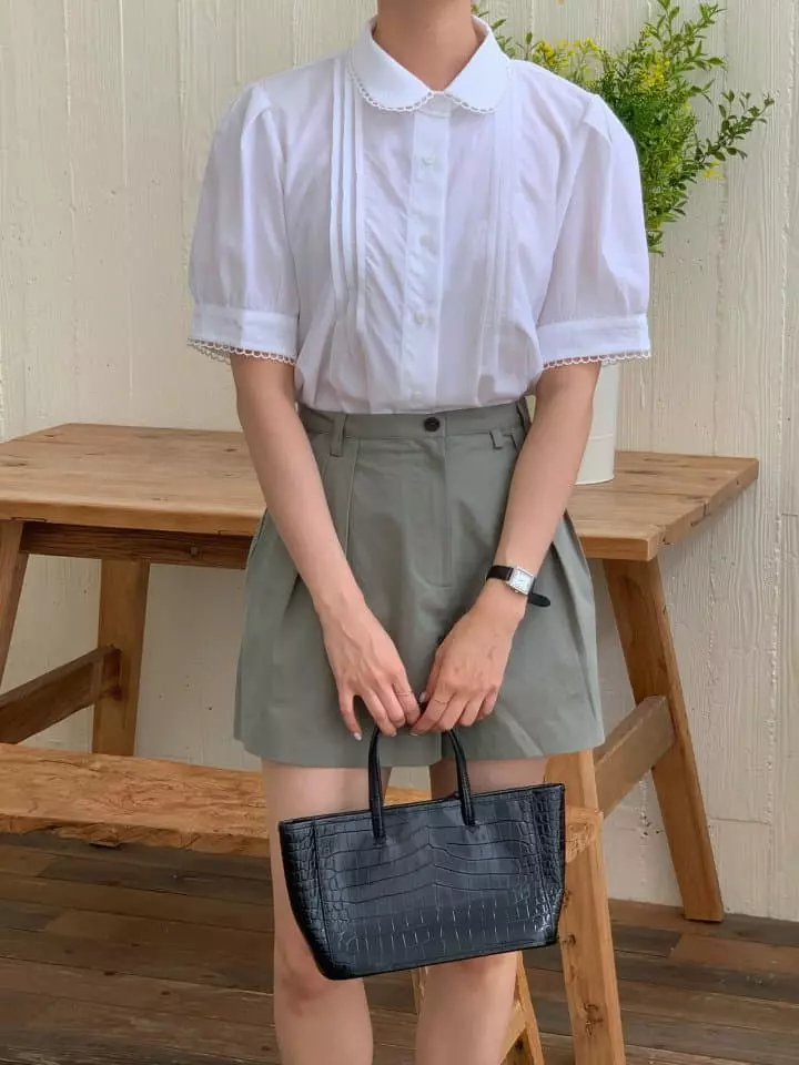 Osense - Korean Women Fashion - #momslook - Short Low Pintuck Pants - 9