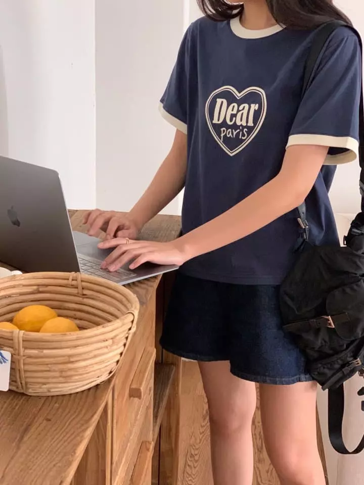 Osense - Korean Women Fashion - #momslook - Dear Color Heart Tee - 2