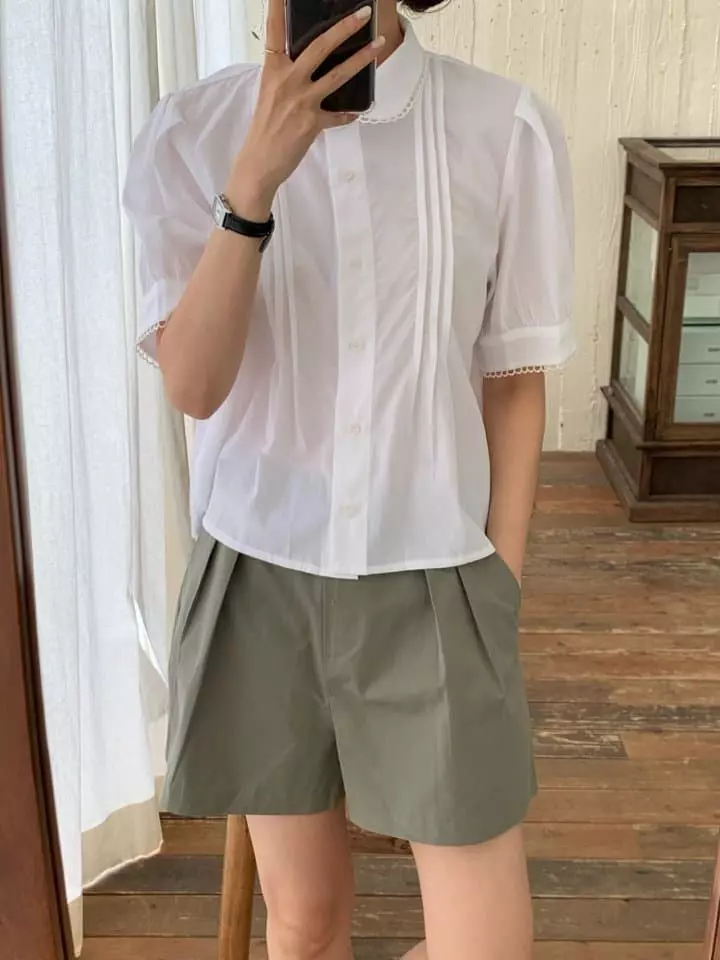 Osense - Korean Women Fashion - #momslook - Shine Pintuck Blouse - 12