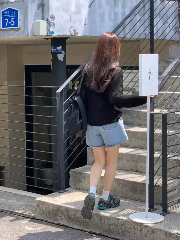 Osense - Korean Women Fashion - #momslook - Bear R Summer Knit Tee - 11