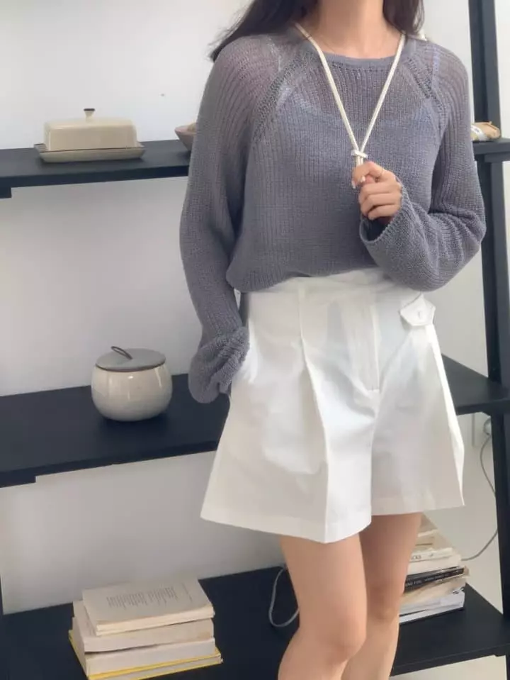 Osense - Korean Women Fashion - #momslook - Bear R Summer Knit Tee - 8