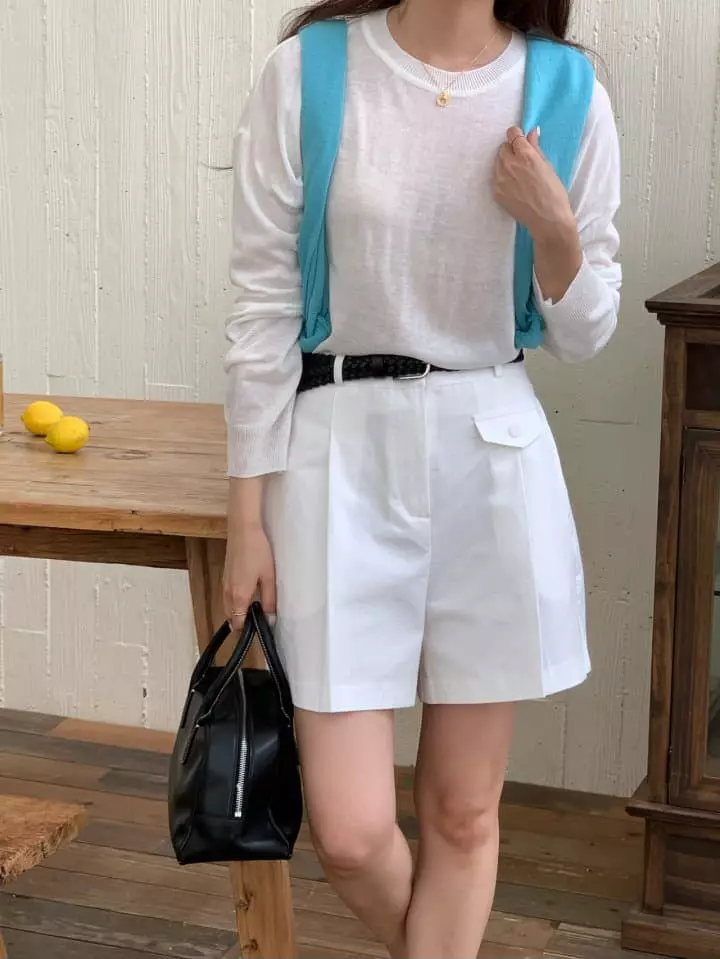 Osense - Korean Women Fashion - #momslook - Cool Linen Knit Tee - 5