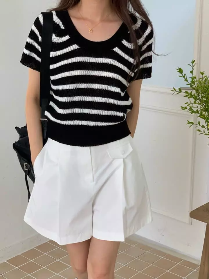 Osense - Korean Women Fashion - #momslook - Free U Neck Knit Tee - 5