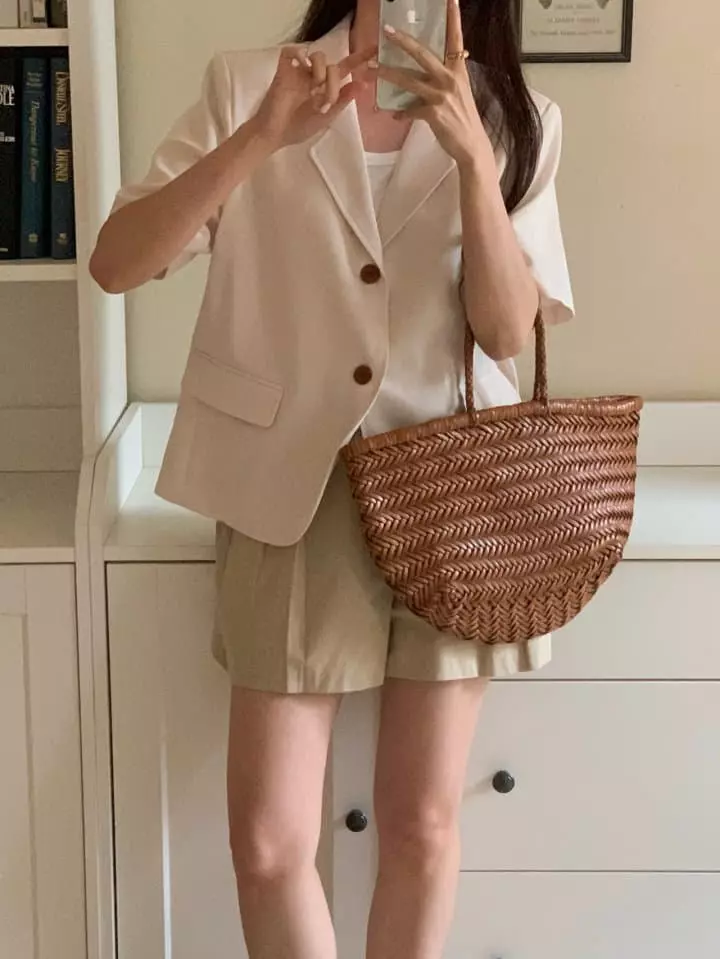 Osense - Korean Women Fashion - #womensfashion - Base Short Sleeves Jacket - 7