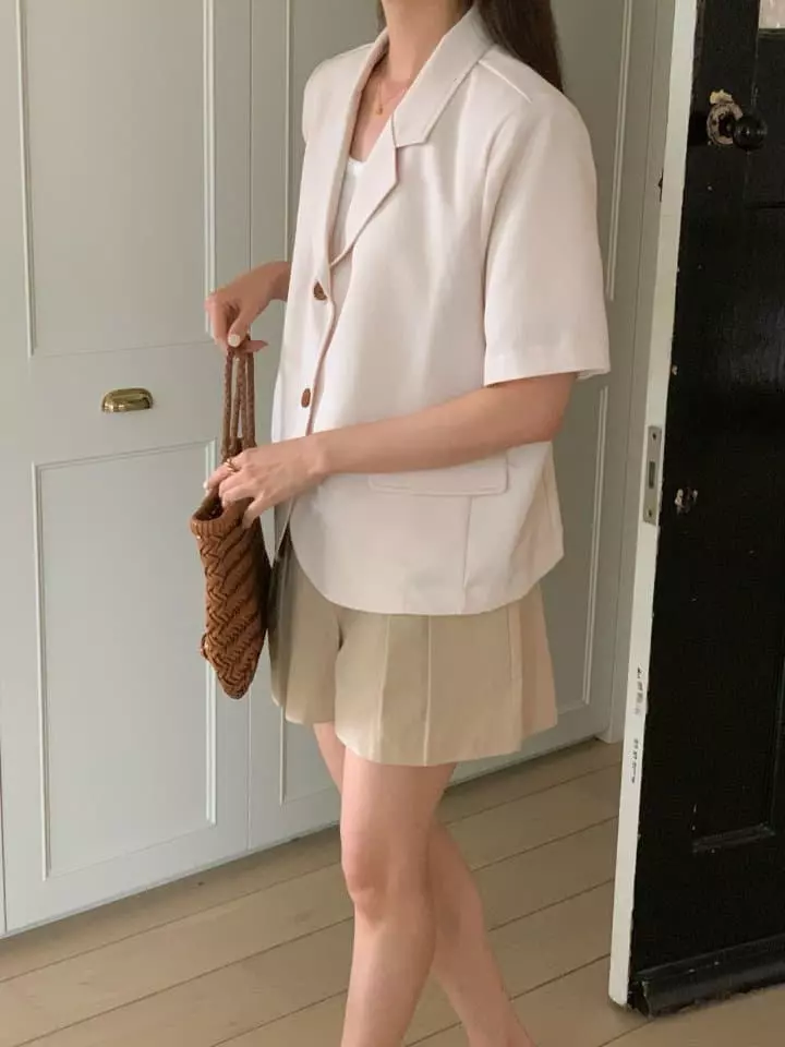 Osense - Korean Women Fashion - #womensfashion - Base Short Sleeves Jacket - 9