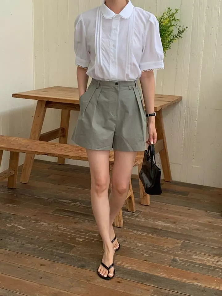Osense - Korean Women Fashion - #womensfashion - Short Low Pintuck Pants - 8