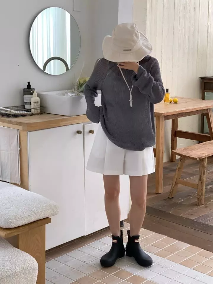Osense - Korean Women Fashion - #womensfashion - Bear R Summer Knit Tee - 5