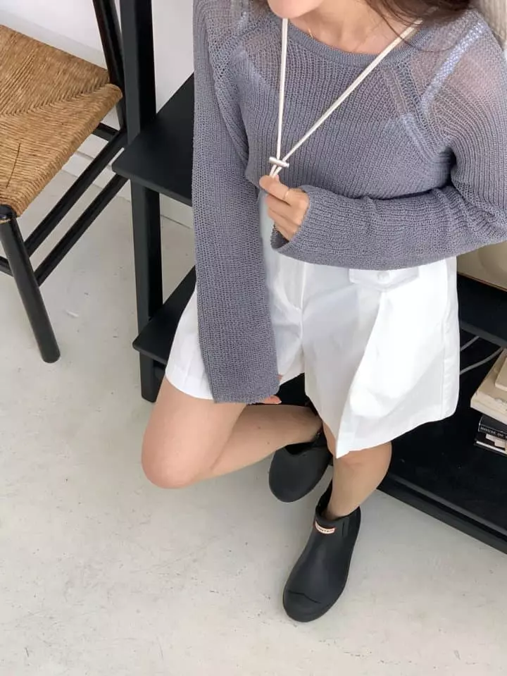 Osense - Korean Women Fashion - #womensfashion - Bear R Summer Knit Tee - 7
