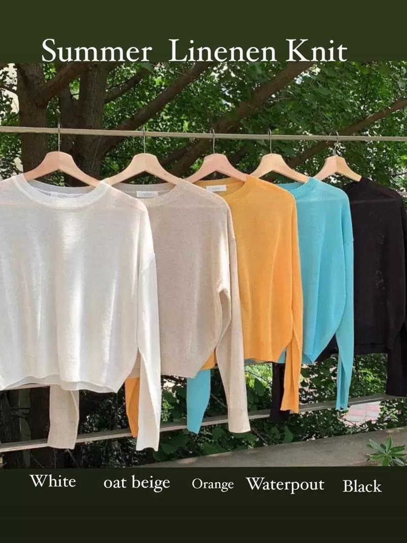 Osense - Korean Women Fashion - #momslook - Cool Linen Knit Tee - 4