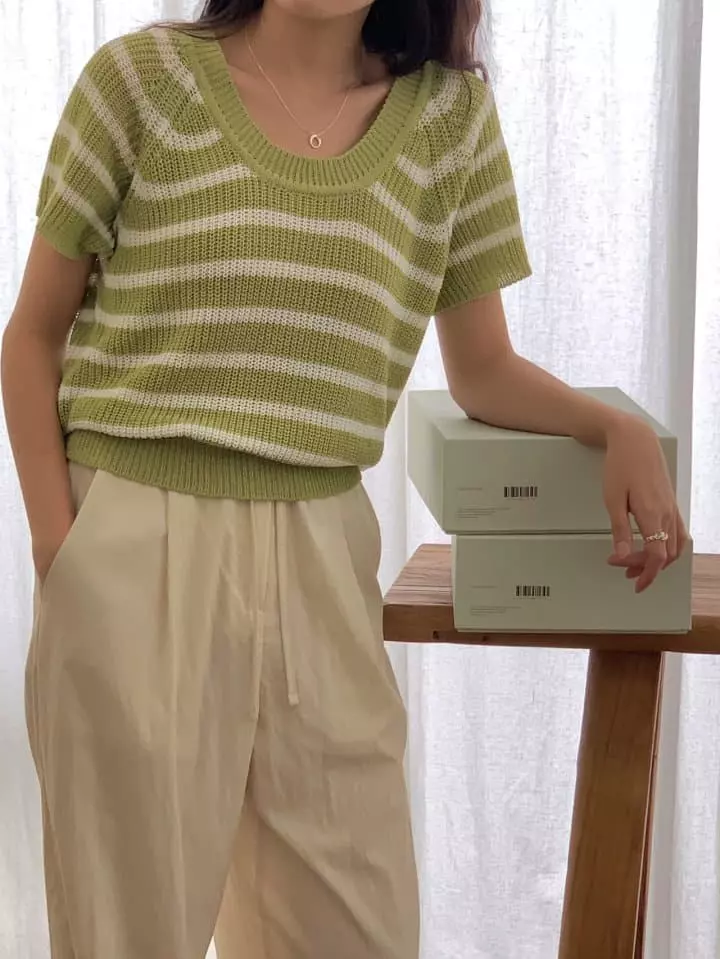 Osense - Korean Women Fashion - #womensfashion - Free U Neck Knit Tee - 3
