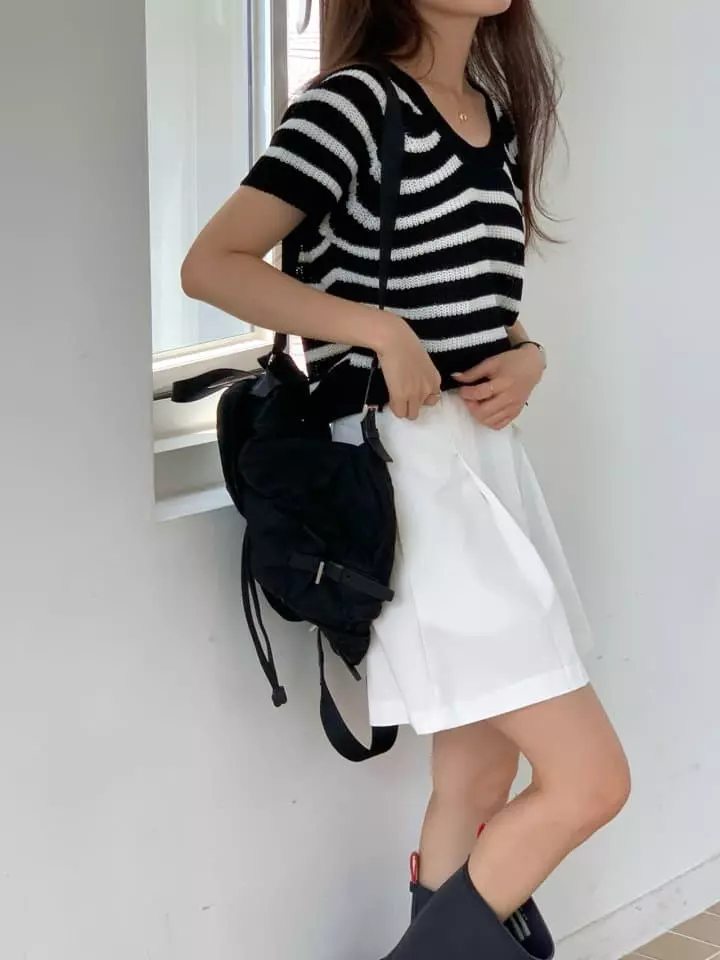 Osense - Korean Women Fashion - #womensfashion - Free U Neck Knit Tee - 7