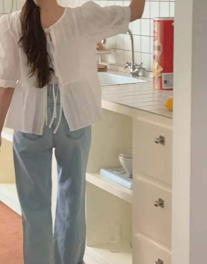 Osense - Korean Women Fashion - #womensfashion - Bell Two Way Ribbon Blouse - 2