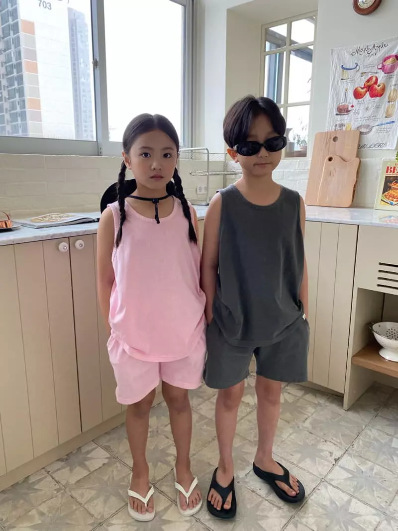 Our - Korean Children Fashion - #littlefashionista - Pigment Sleeveless Top Bottom Set - 7