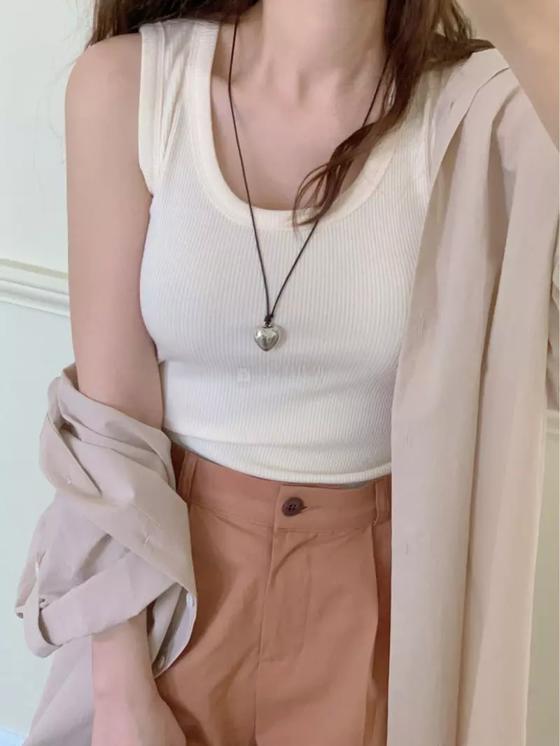 Our Moment - Korean Women Fashion - #momslook - Berry Rib Sleeveless - 5
