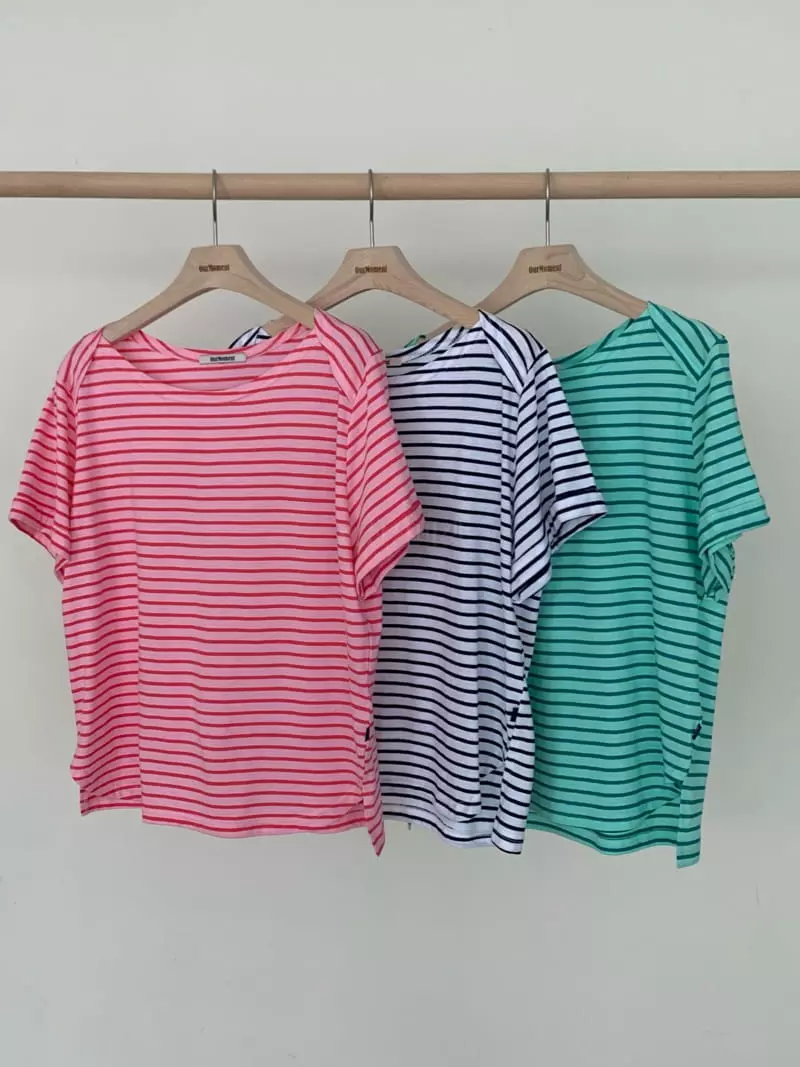 Our Moment - Korean Women Fashion - #momslook - Rolly Stripes Tee - 6